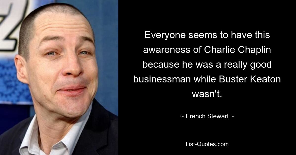 Everyone seems to have this awareness of Charlie Chaplin because he was a really good businessman while Buster Keaton wasn't. — © French Stewart