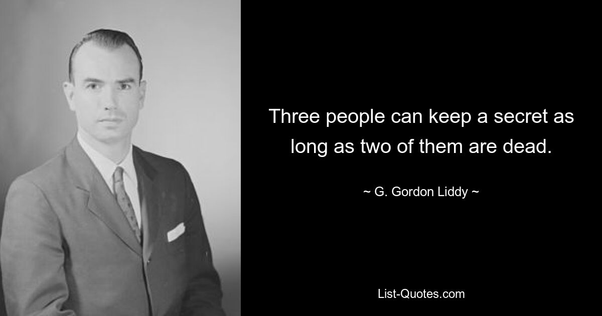 Три человека могут хранить тайну, пока двое из них мертвы. — © Г. Гордон Лидди