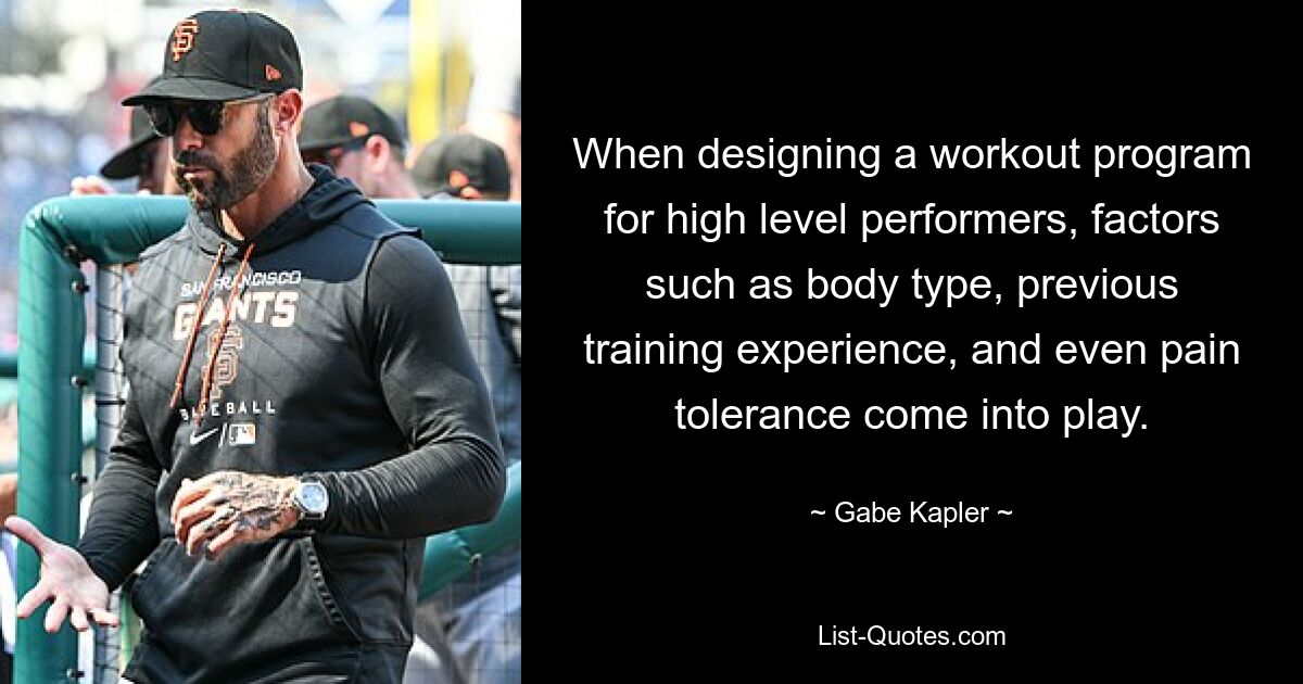 When designing a workout program for high level performers, factors such as body type, previous training experience, and even pain tolerance come into play. — © Gabe Kapler