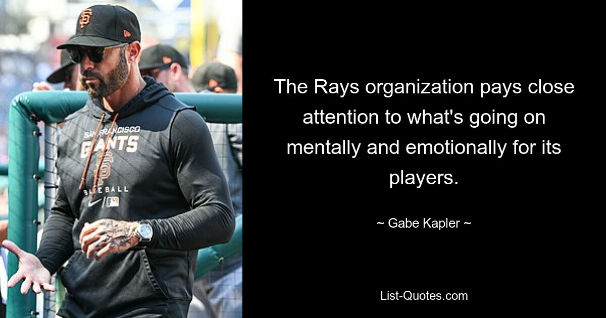 The Rays organization pays close attention to what's going on mentally and emotionally for its players. — © Gabe Kapler