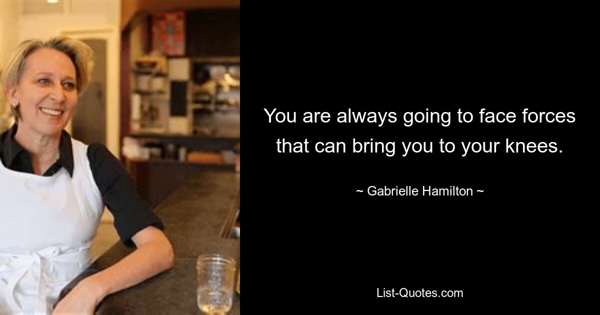 You are always going to face forces that can bring you to your knees. — © Gabrielle Hamilton