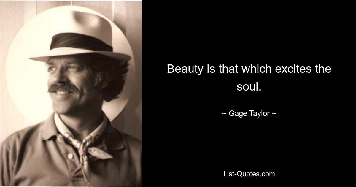 Beauty is that which excites the soul. — © Gage Taylor