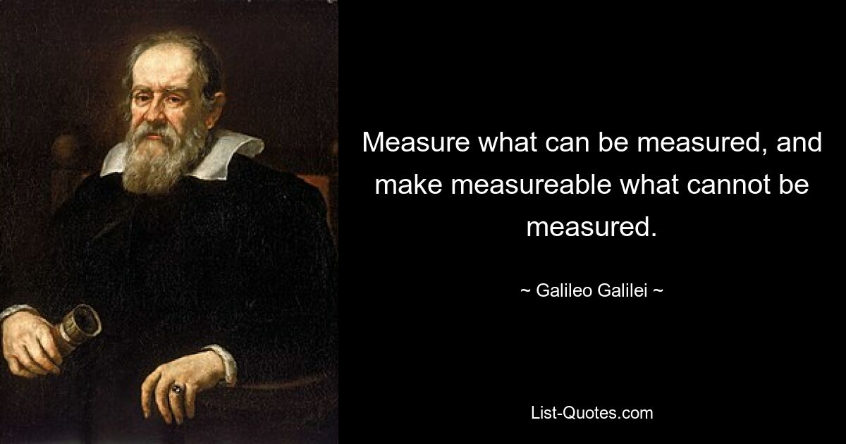 Measure what can be measured, and make measureable what cannot be measured. — © Galileo Galilei