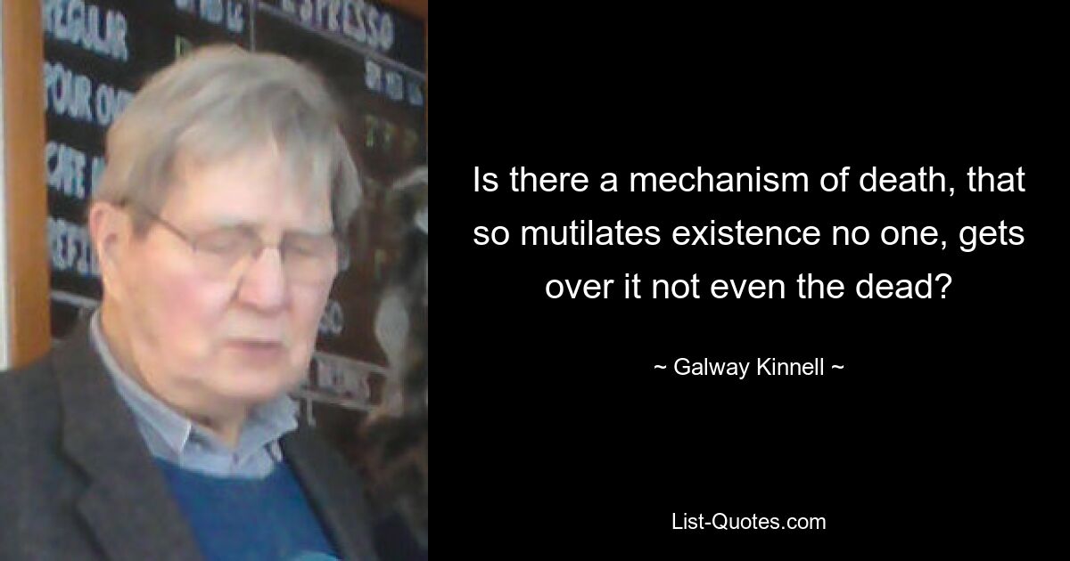 Is there a mechanism of death, that so mutilates existence no one, gets over it not even the dead? — © Galway Kinnell