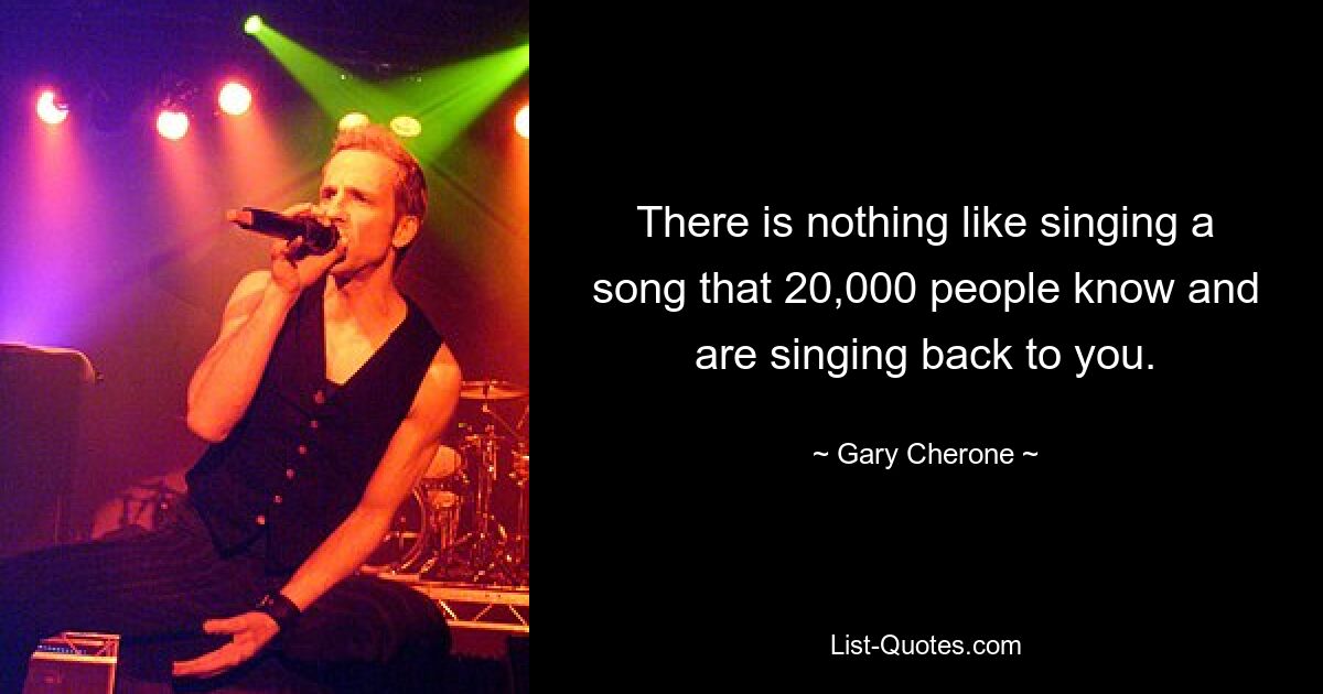 There is nothing like singing a song that 20,000 people know and are singing back to you. — © Gary Cherone