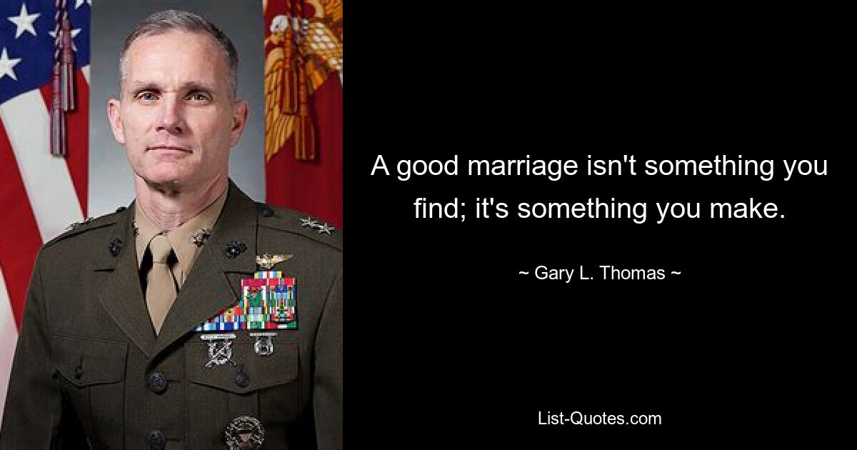 A good marriage isn't something you find; it's something you make. — © Gary L. Thomas