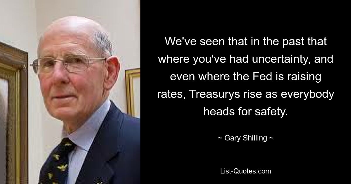 We've seen that in the past that where you've had uncertainty, and even where the Fed is raising rates, Treasurys rise as everybody heads for safety. — © Gary Shilling