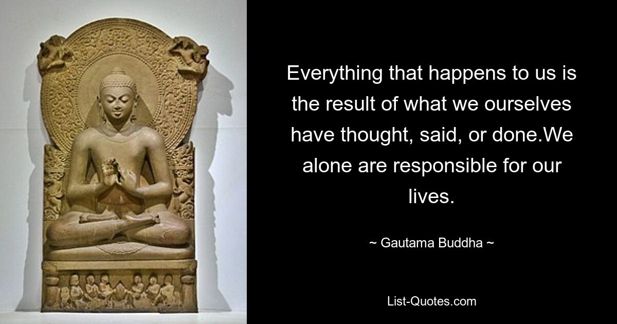 Everything that happens to us is the result of what we ourselves have thought, said, or done.We alone are responsible for our lives. — © Gautama Buddha