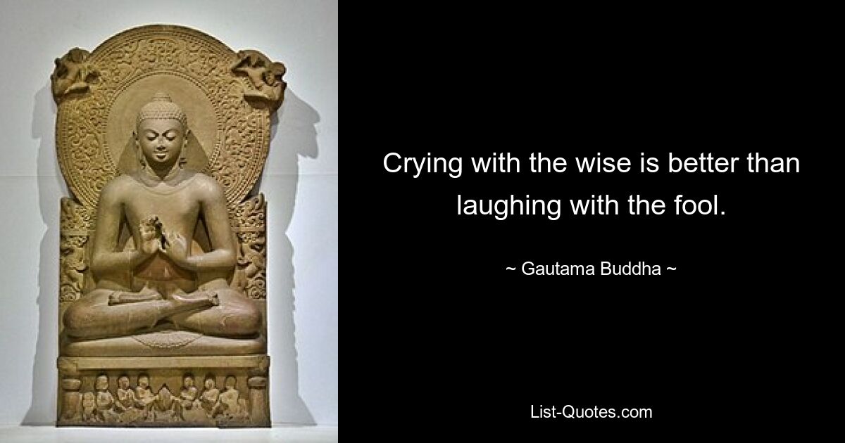 Crying with the wise is better than laughing with the fool. — © Gautama Buddha