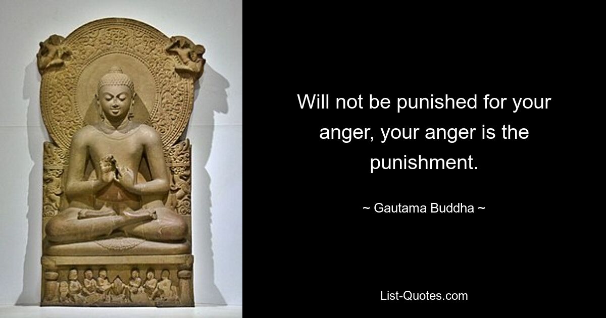 Will not be punished for your anger, your anger is the punishment. — © Gautama Buddha