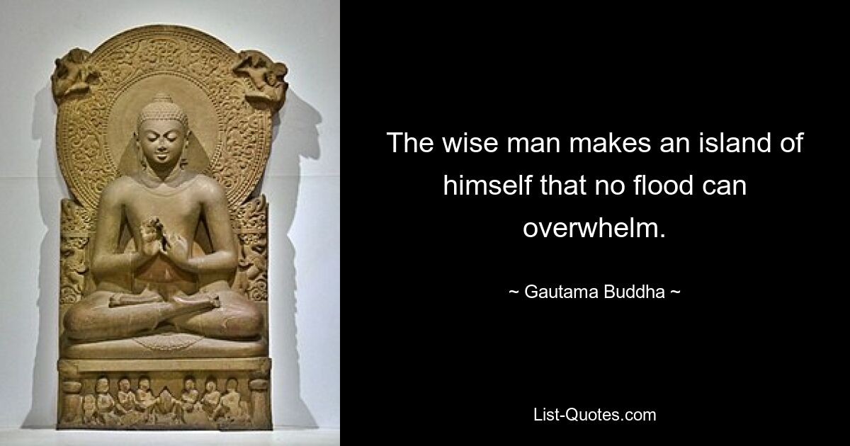 The wise man makes an island of himself that no flood can overwhelm. — © Gautama Buddha