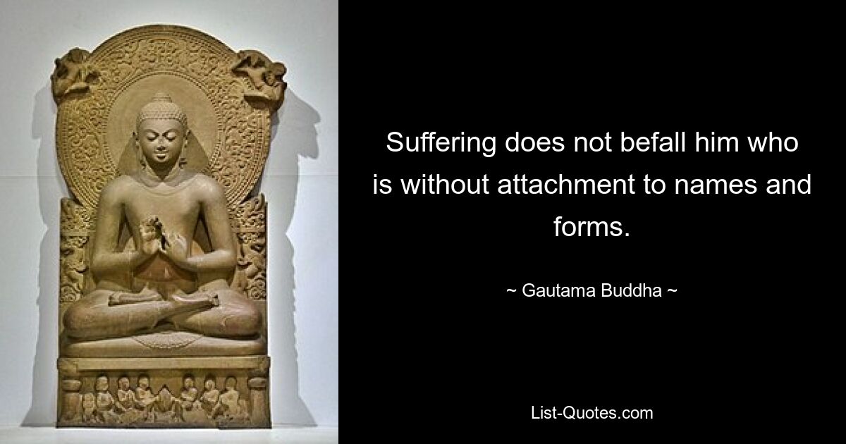 Suffering does not befall him who is without attachment to names and forms. — © Gautama Buddha