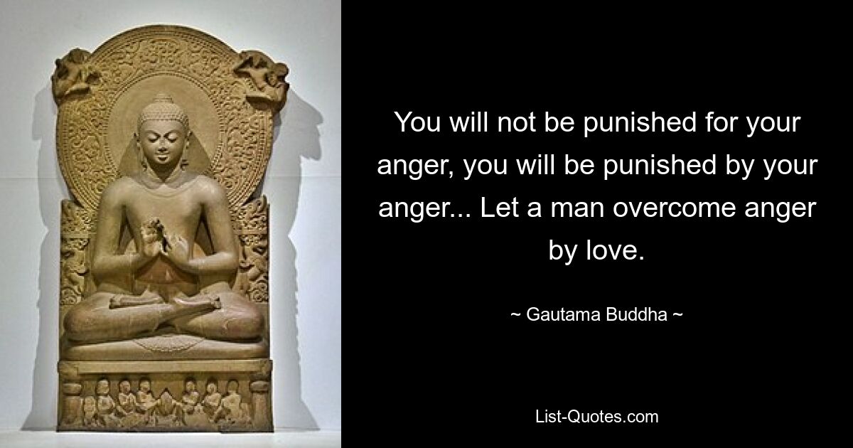 Вы не будете наказаны за свой гнев, вы будете наказаны своим гневом... Пусть человек побеждает гнев любовью. — © Гаутама Будда 