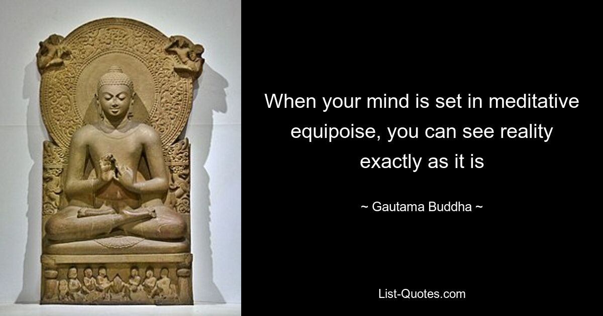 When your mind is set in meditative equipoise, you can see reality exactly as it is — © Gautama Buddha