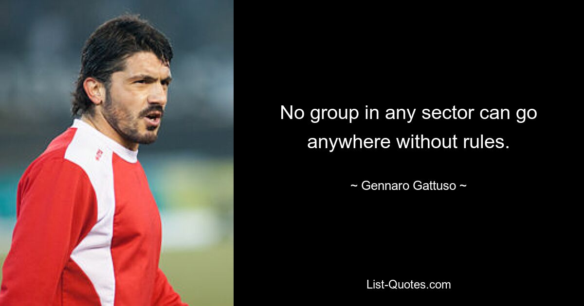 No group in any sector can go anywhere without rules. — © Gennaro Gattuso