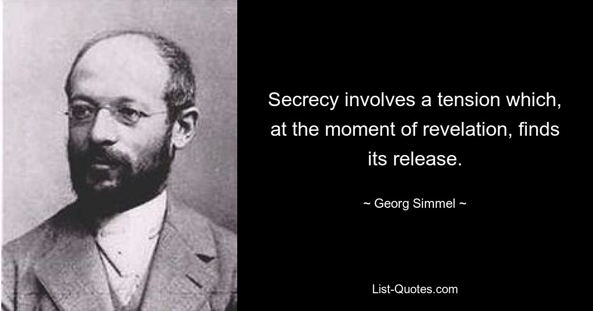 Secrecy involves a tension which, at the moment of revelation, finds its release. — © Georg Simmel