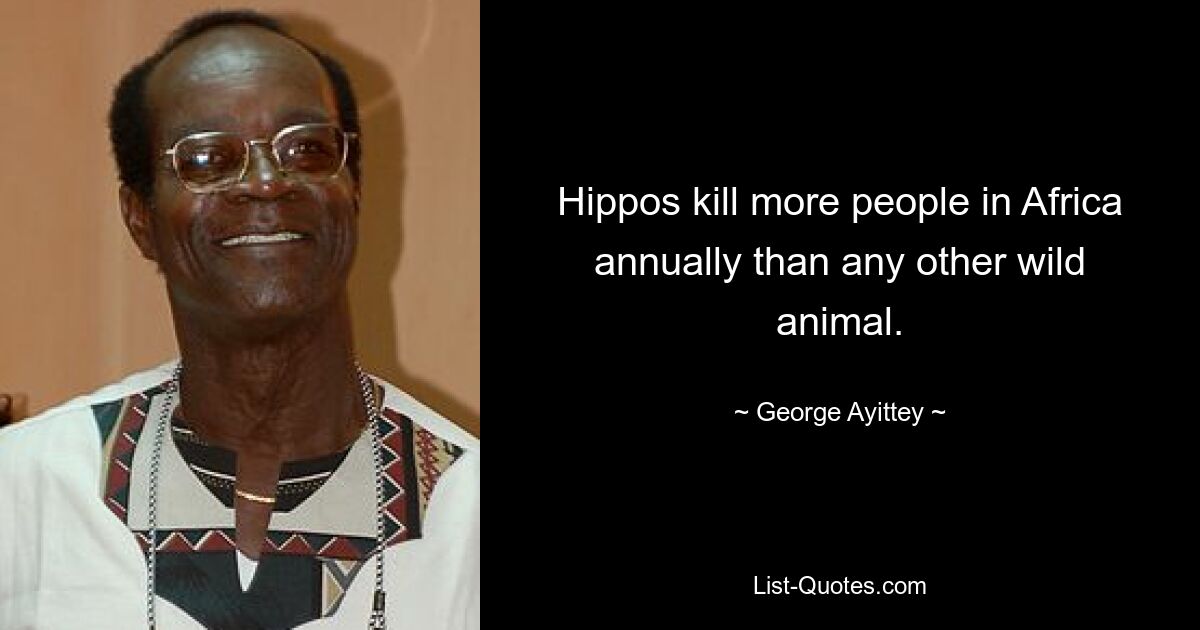 Hippos kill more people in Africa annually than any other wild animal. — © George Ayittey