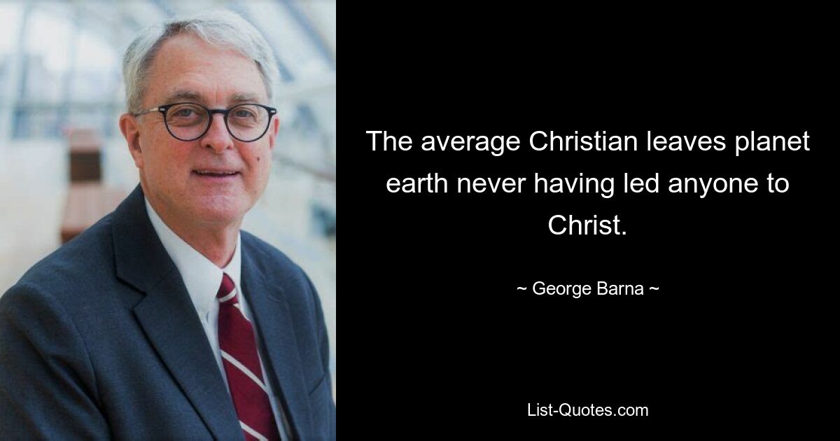 The average Christian leaves planet earth never having led anyone to Christ. — © George Barna