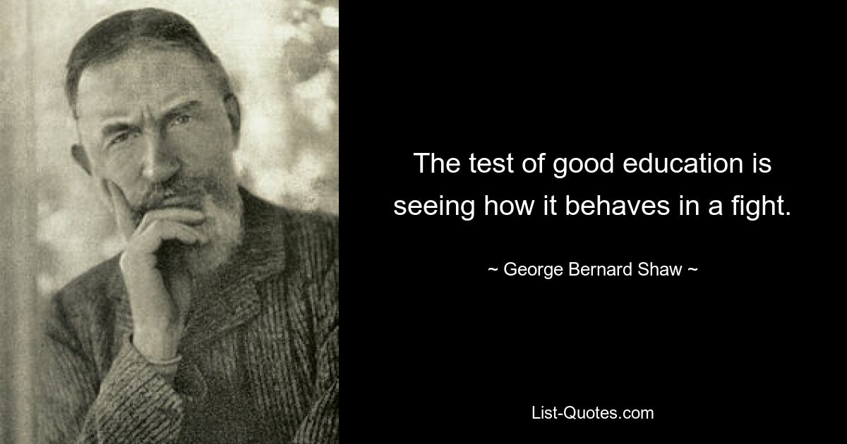 Проверка хорошего воспитания – это наблюдение за тем, как он ведет себя в бою. — © Джордж Бернард Шоу