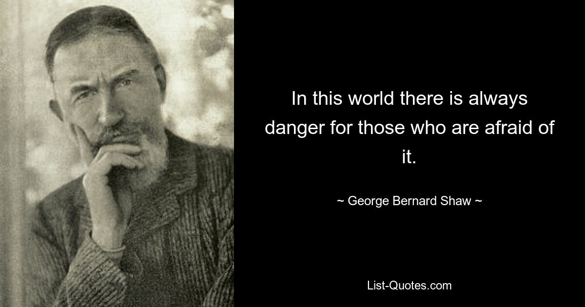 In this world there is always danger for those who are afraid of it. — © George Bernard Shaw