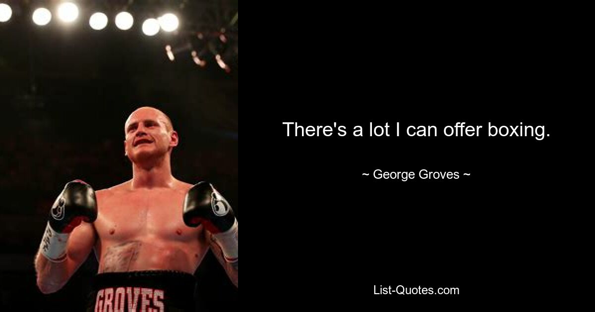 There's a lot I can offer boxing. — © George Groves