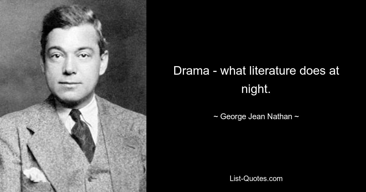 Drama - what literature does at night. — © George Jean Nathan