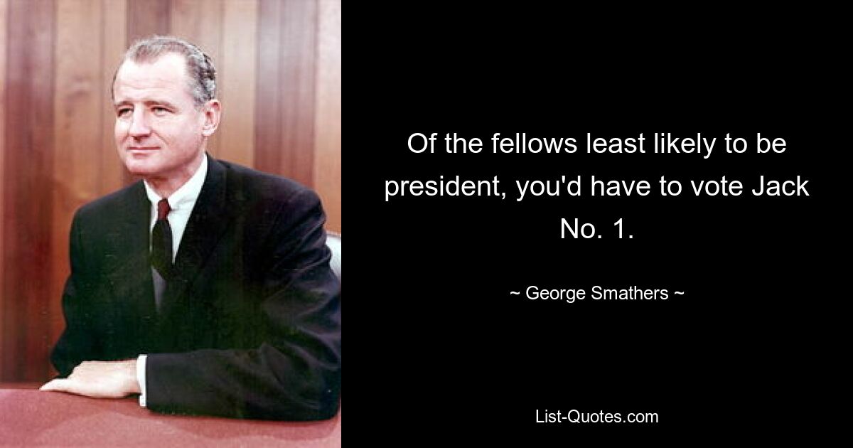 Of the fellows least likely to be president, you'd have to vote Jack No. 1. — © George Smathers