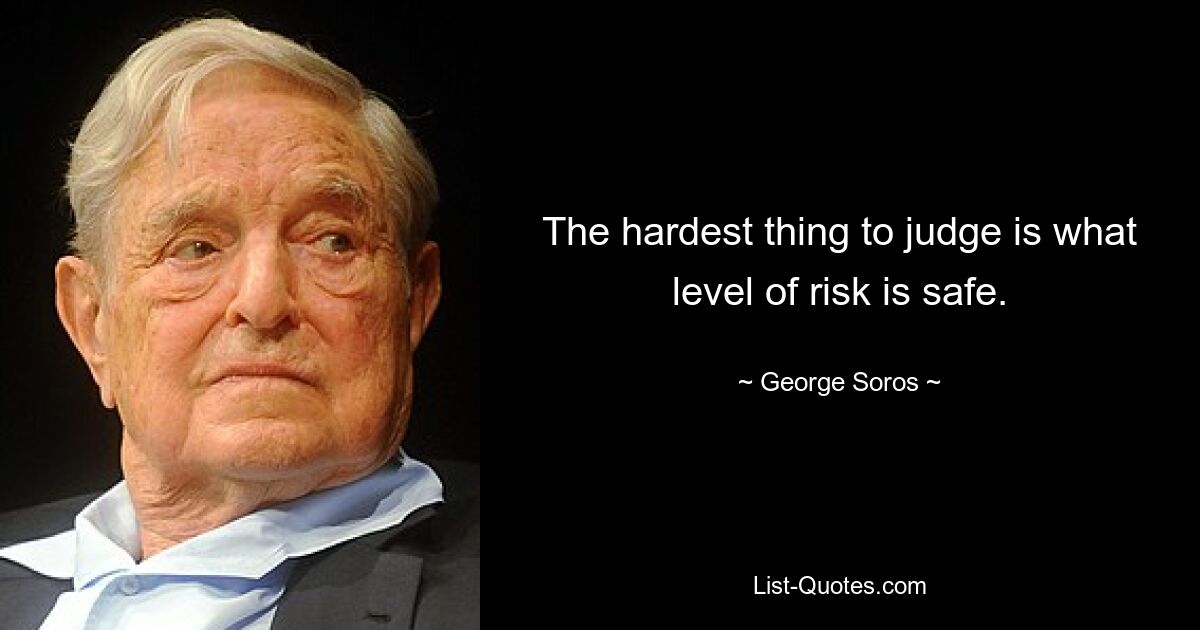 The hardest thing to judge is what level of risk is safe. — © George Soros