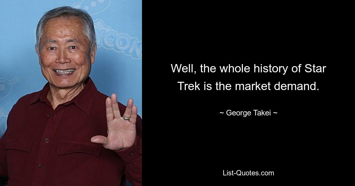 Well, the whole history of Star Trek is the market demand. — © George Takei