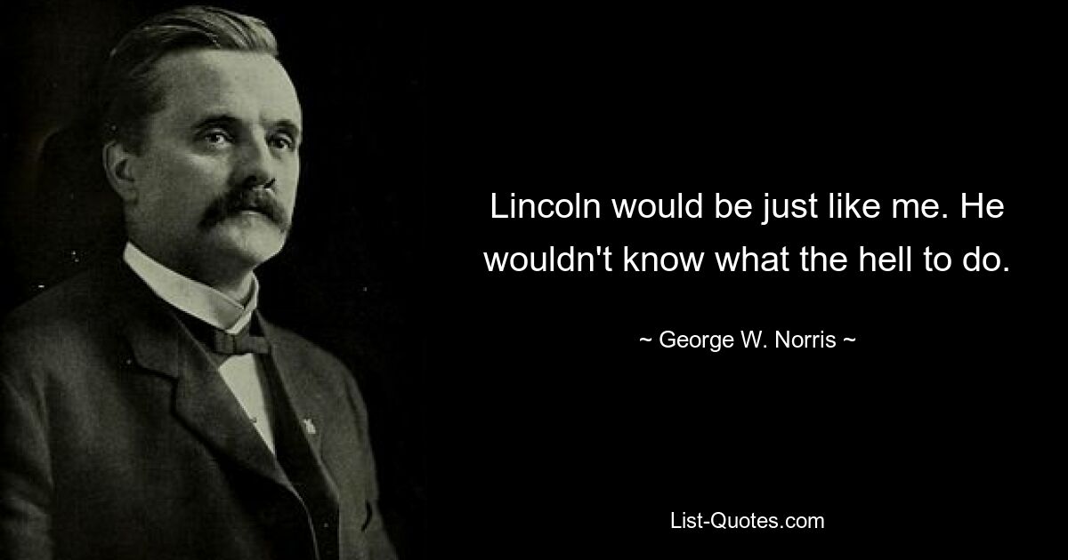 Линкольн был бы таким же, как я. Он не знал, что, черт возьми, делать. — © Джордж Норрис