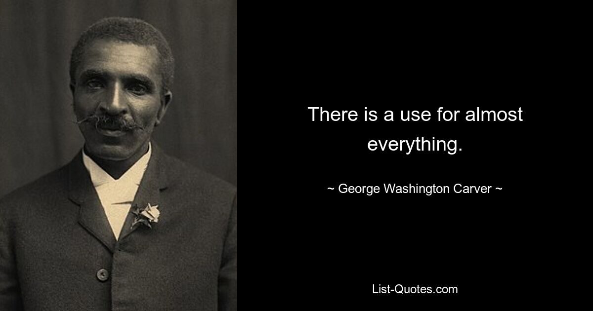 There is a use for almost everything. — © George Washington Carver