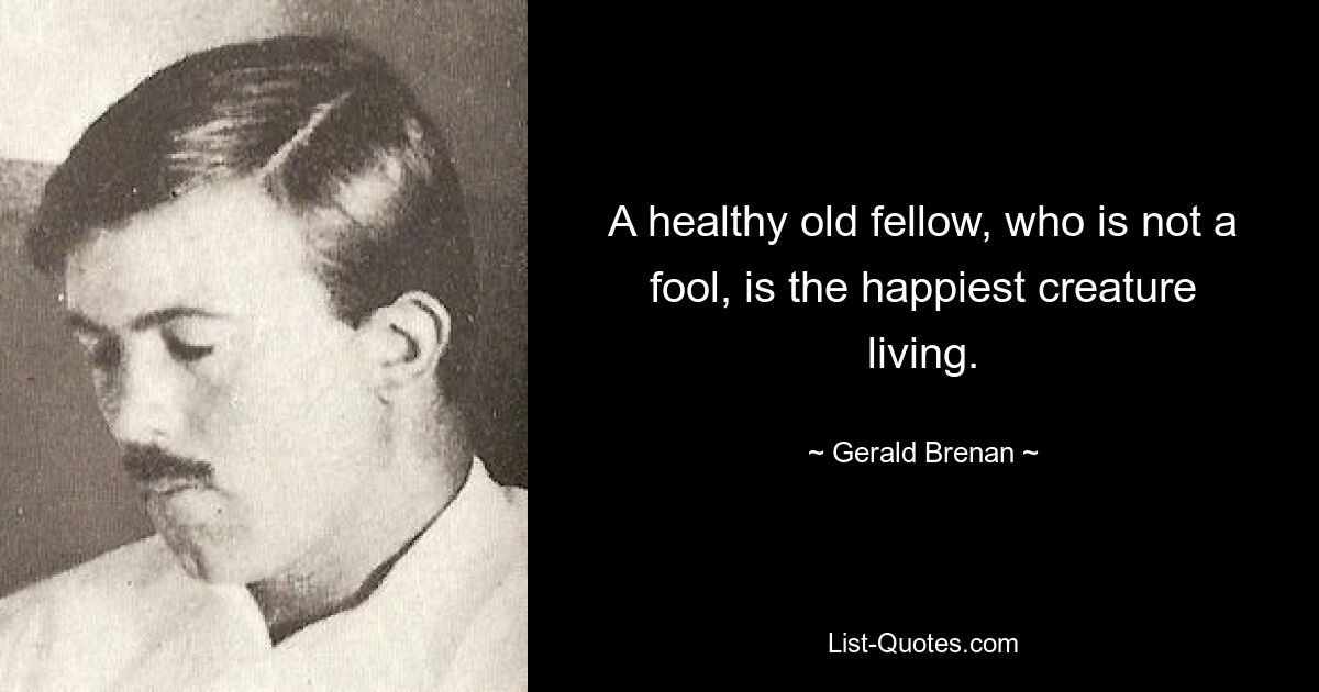 A healthy old fellow, who is not a fool, is the happiest creature living. — © Gerald Brenan