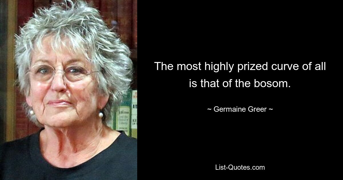 The most highly prized curve of all is that of the bosom. — © Germaine Greer