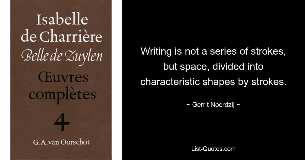 Письмо – это не ряд штрихов, а пространство, разбитое штрихами на характерные формы. — © Геррит Нордзий 