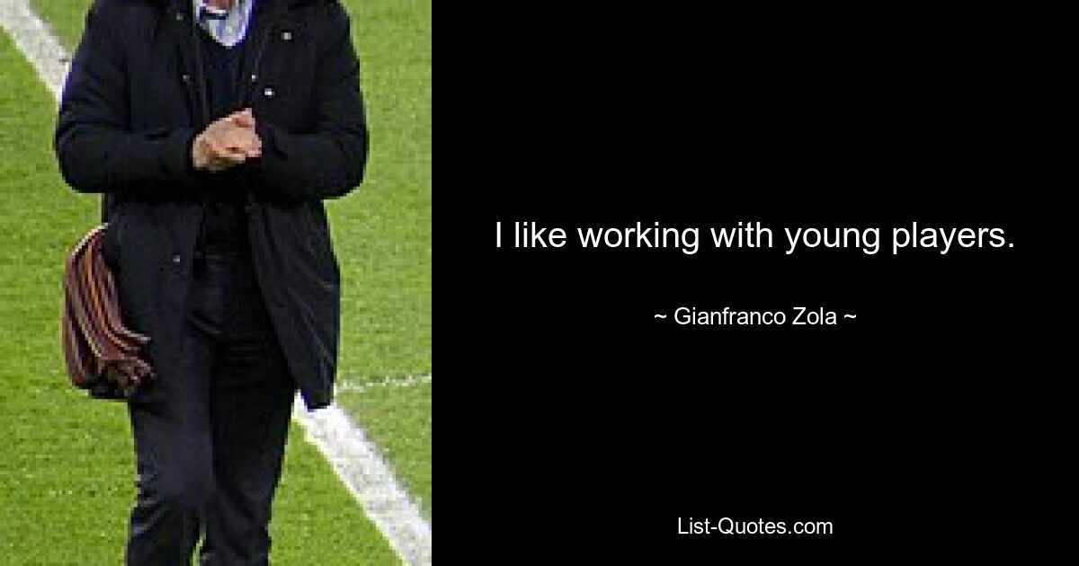 I like working with young players. — © Gianfranco Zola