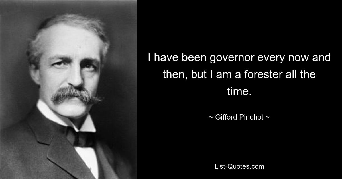 I have been governor every now and then, but I am a forester all the time. — © Gifford Pinchot