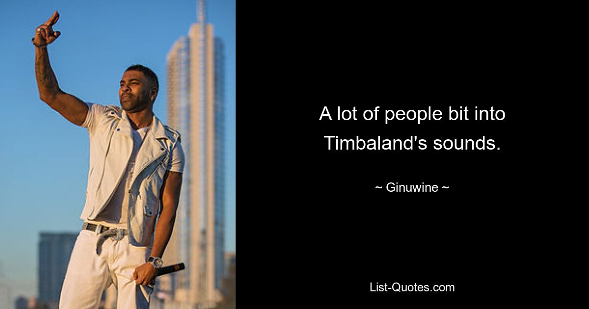 A lot of people bit into Timbaland's sounds. — © Ginuwine