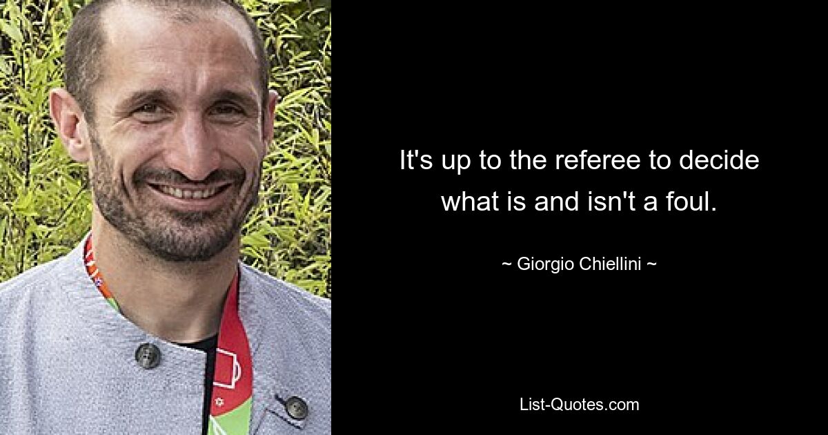 It's up to the referee to decide what is and isn't a foul. — © Giorgio Chiellini