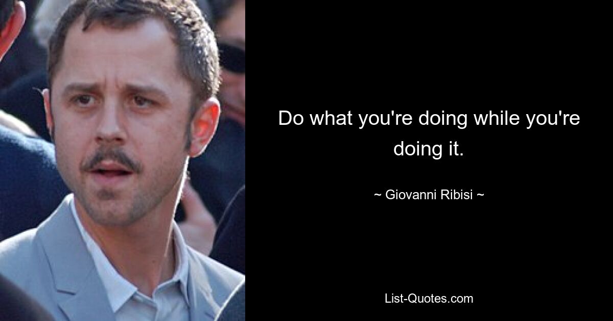 Do what you're doing while you're doing it. — © Giovanni Ribisi