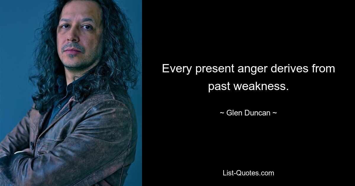 Every present anger derives from past weakness. — © Glen Duncan