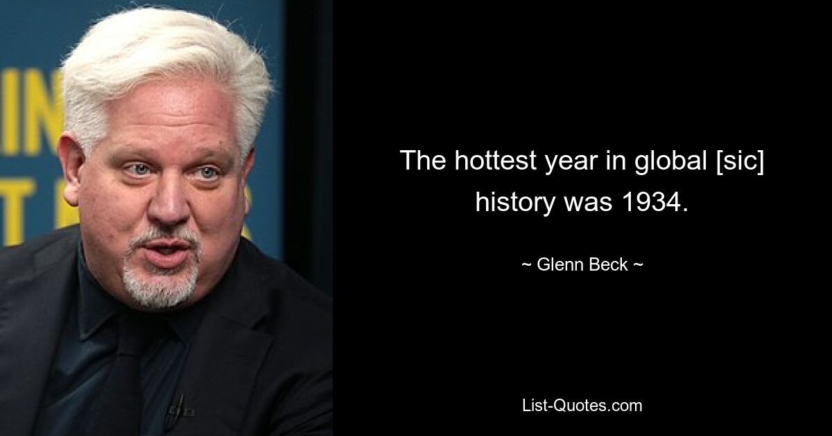 The hottest year in global [sic] history was 1934. — © Glenn Beck