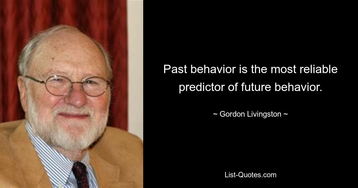 Прошлое поведение является наиболее надежным предсказателем будущего поведения. — © Гордон Ливингстон