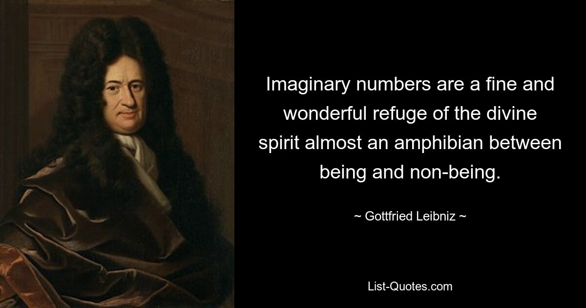 Imaginary numbers are a fine and wonderful refuge of the divine spirit almost an amphibian between being and non-being. — © Gottfried Leibniz