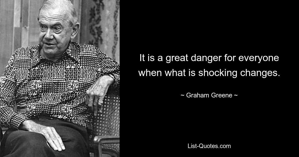 It is a great danger for everyone when what is shocking changes. — © Graham Greene