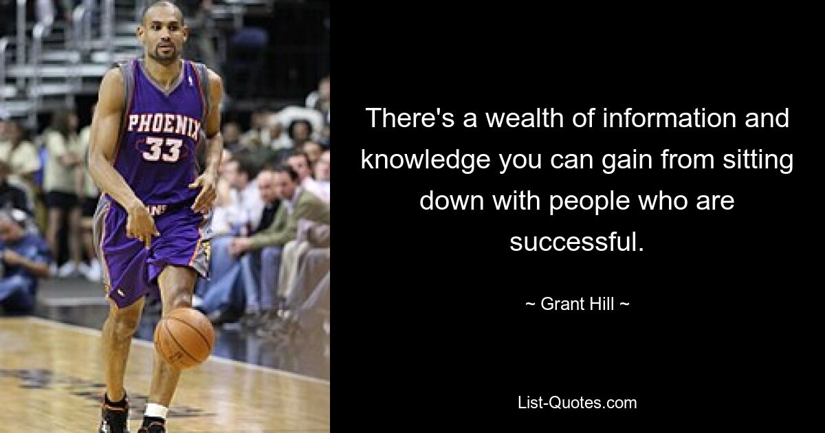 There's a wealth of information and knowledge you can gain from sitting down with people who are successful. — © Grant Hill