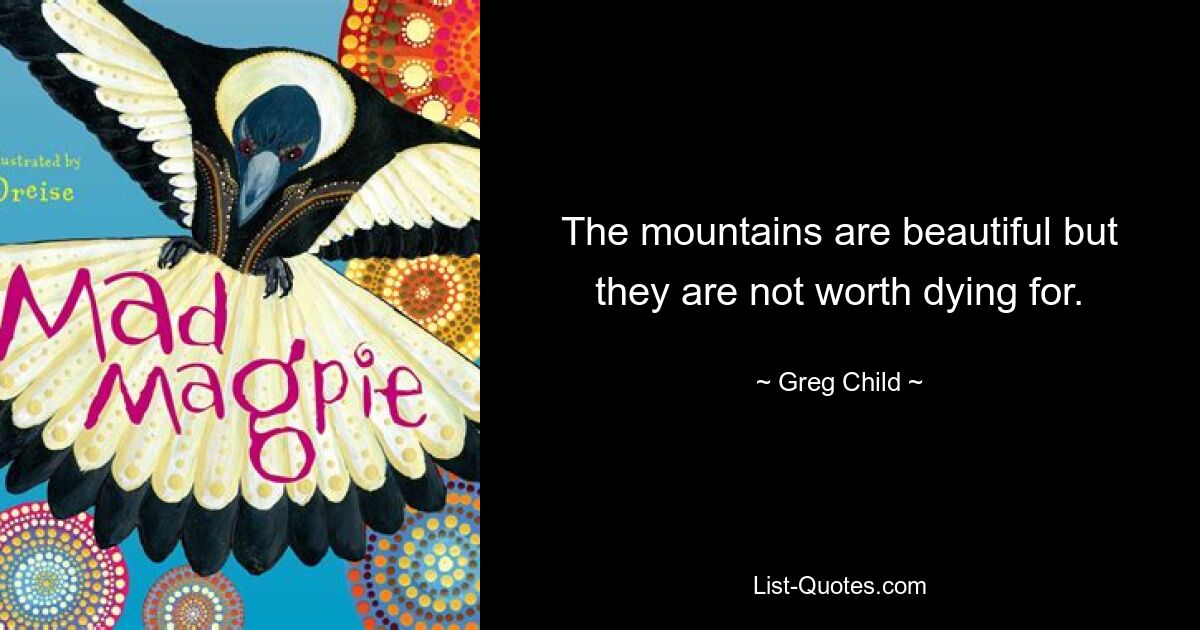 The mountains are beautiful but they are not worth dying for. — © Greg Child