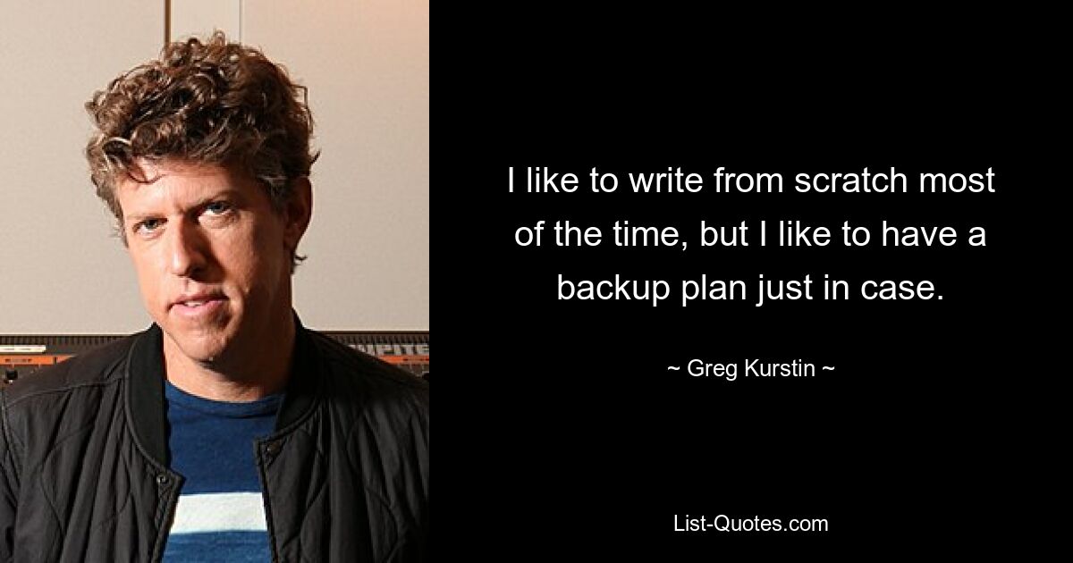 I like to write from scratch most of the time, but I like to have a backup plan just in case. — © Greg Kurstin