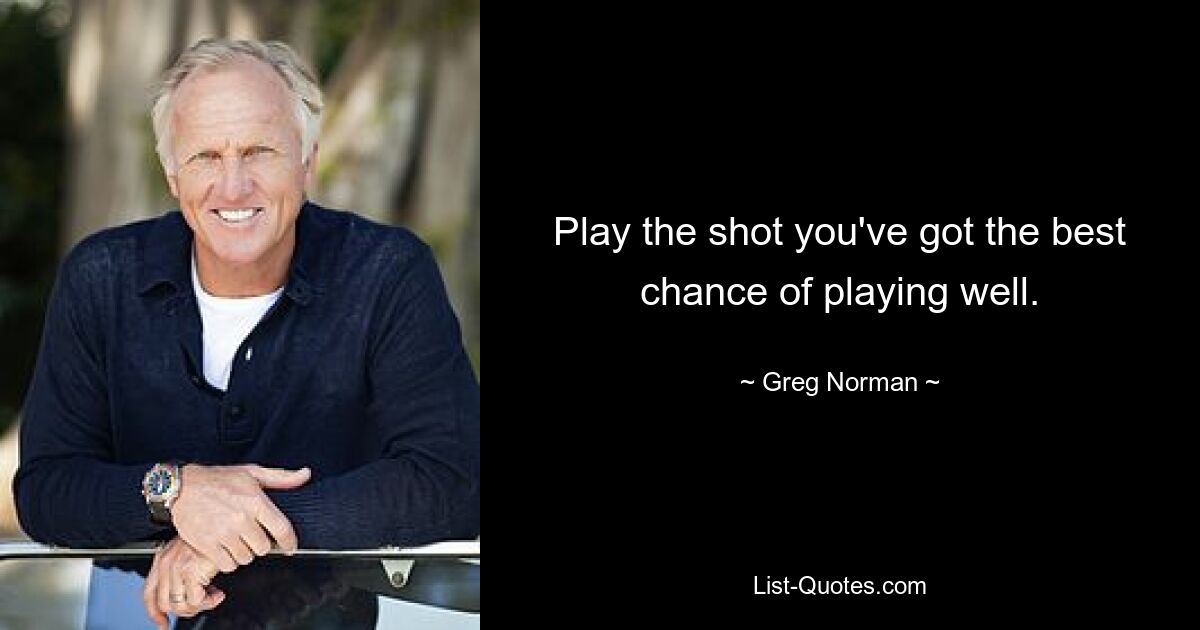 Spielen Sie den Schlag, bei dem Sie die besten Chancen haben, gut zu spielen. — © Greg Norman 