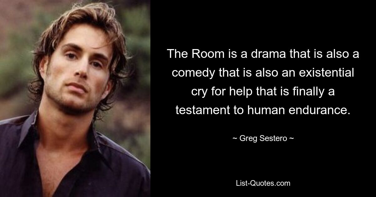 The Room is a drama that is also a comedy that is also an existential cry for help that is finally a testament to human endurance. — © Greg Sestero