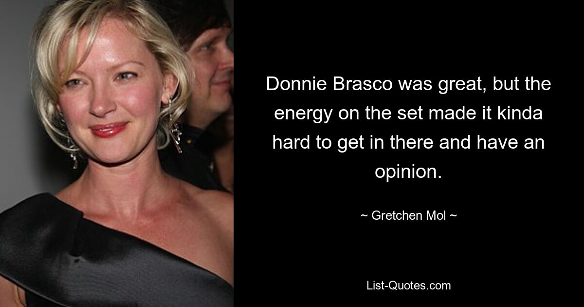 Donnie Brasco was great, but the energy on the set made it kinda hard to get in there and have an opinion. — © Gretchen Mol